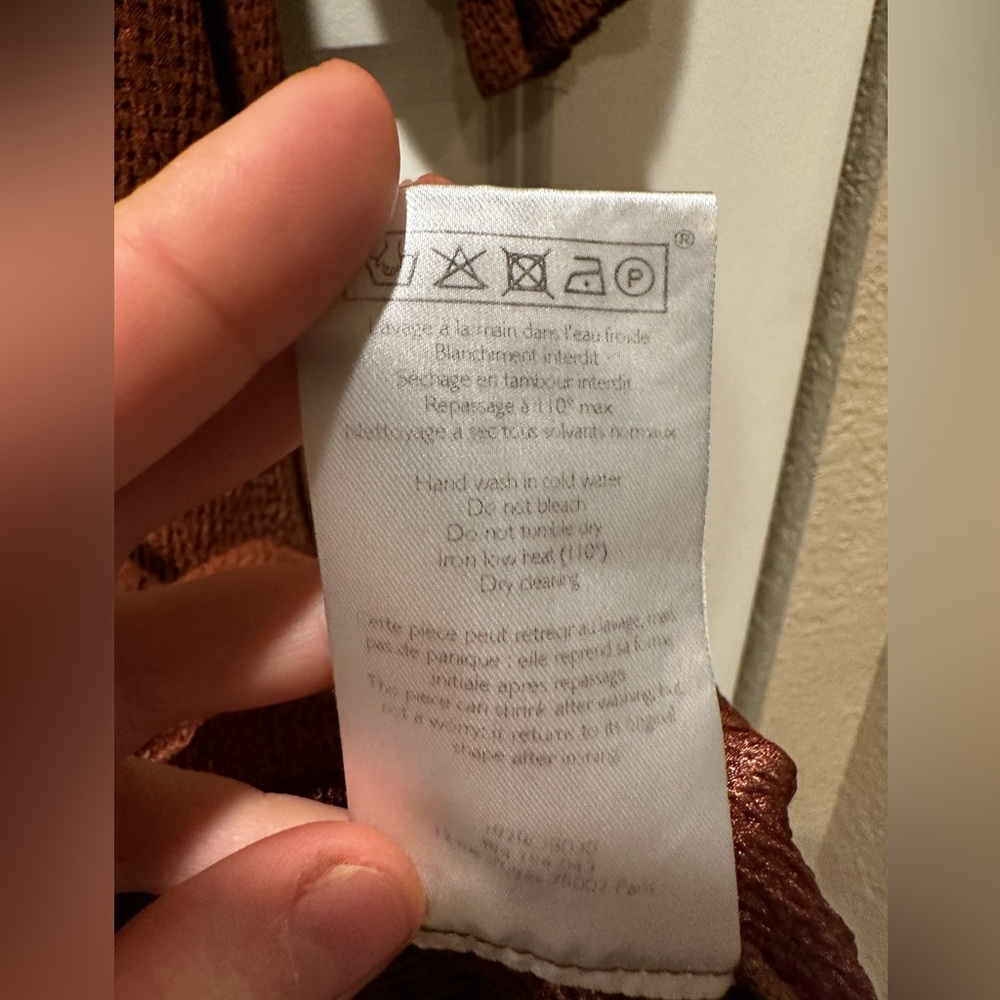 Sezane Tatiane Midi Textured Dress V-neck Ruffle Boho Quiet Luxury , size 6 US - Picture 3 of 11